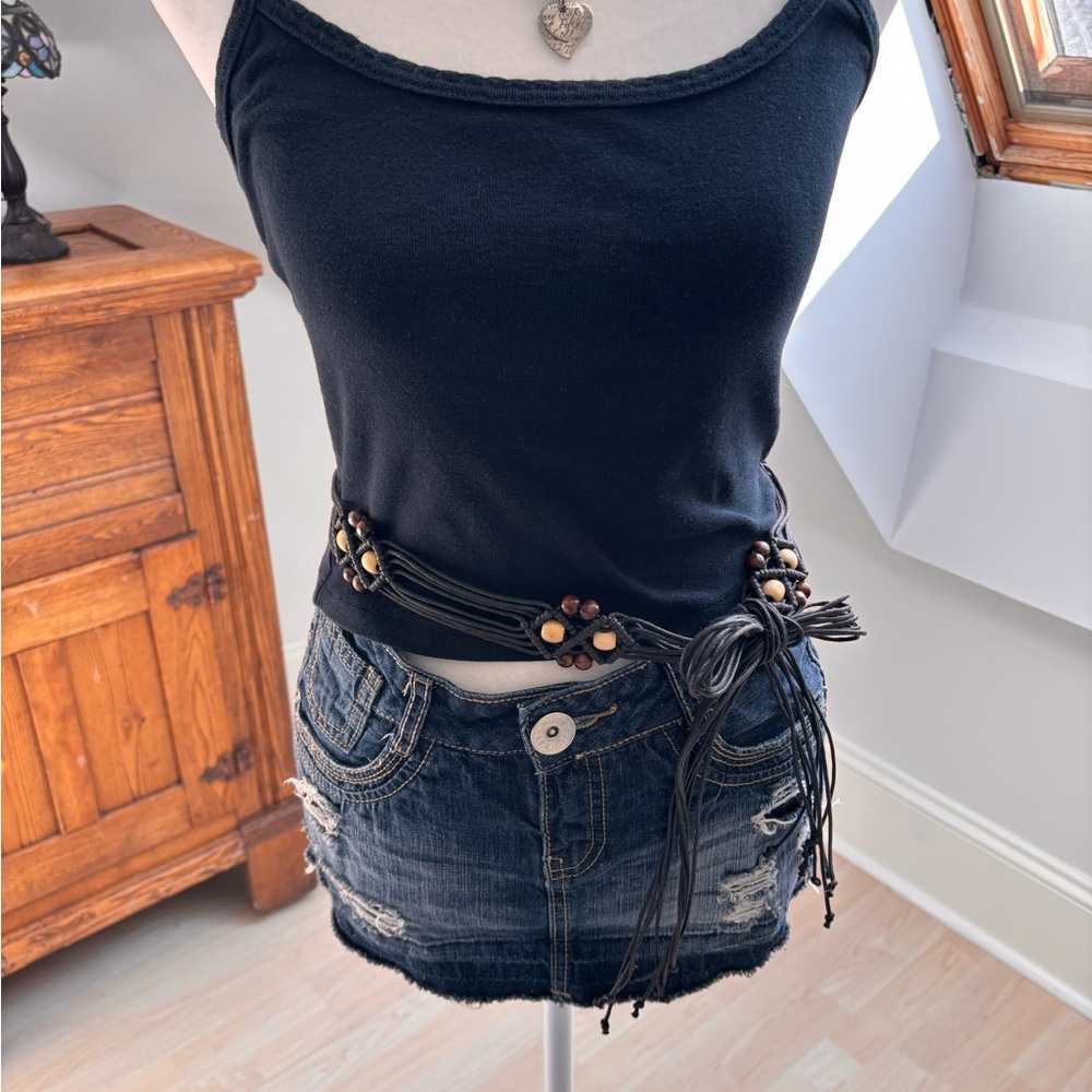 Y2K Beaded Macramé Tie Belt